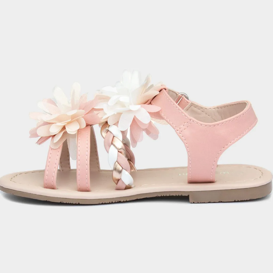 Walkright Girls Pink Chiffon Flower Sandals
