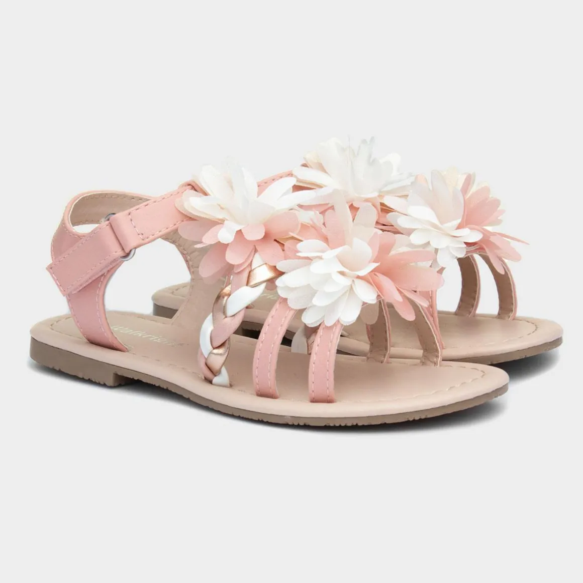 Walkright Girls Pink Chiffon Flower Sandals