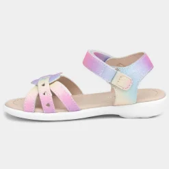 Walkright Girls Rainbow Glitter Heart Sandals