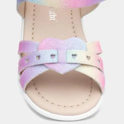 Walkright Girls Rainbow Glitter Heart Sandals