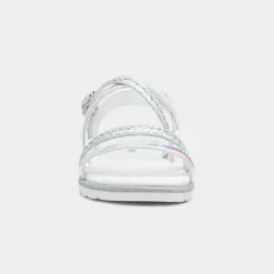 Walkright Girls Silver Iridescent Strappy Sandal