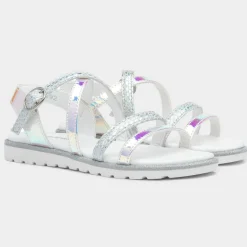 Walkright Girls Silver Iridescent Strappy Sandal