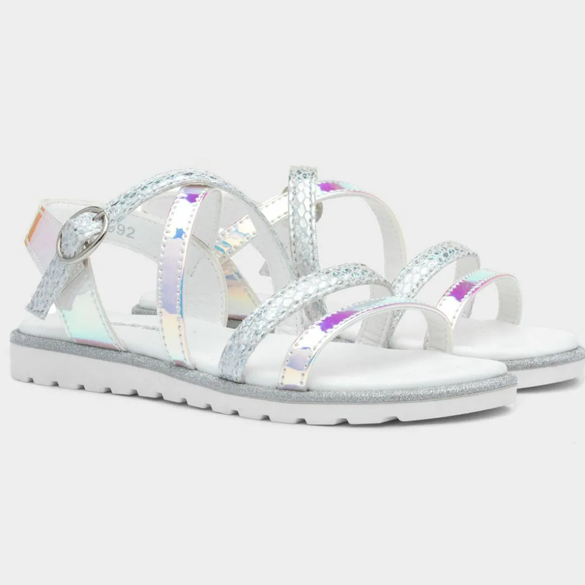 Walkright Girls Silver Iridescent Strappy Sandal
