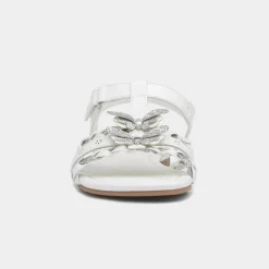 Walkright Girls White and Silver Butterfly Sandals