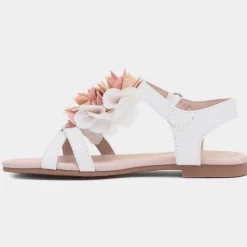 Walkright Laney Girls White Chiffon Flower Sandal