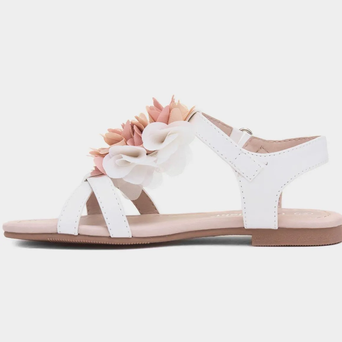 Walkright Laney Girls White Chiffon Flower Sandal