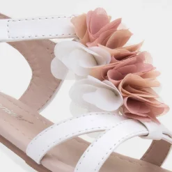 Walkright Laney Girls White Chiffon Flower Sandal