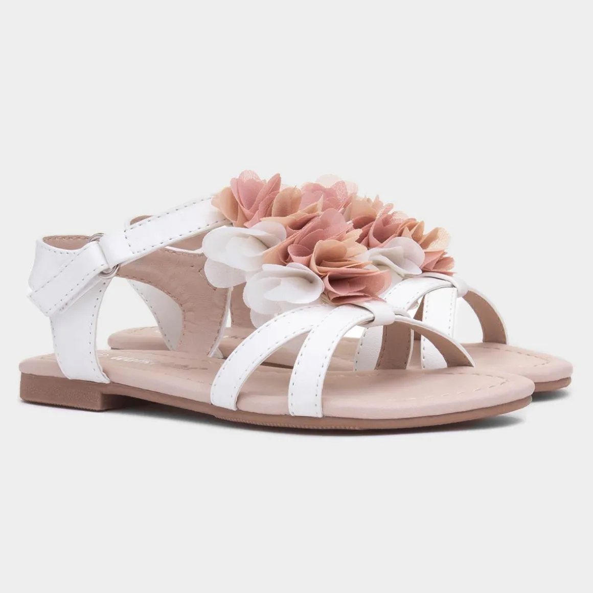 Walkright Laney Girls White Chiffon Flower Sandal