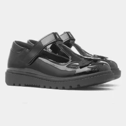 Walkright Laura Girls Black Unicorn Patent Shoe