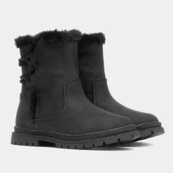 Walkright Lexi Girls Black Faux Fur Lined Boot