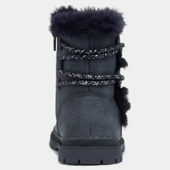 Walkright Lexi Girls Navy Faux Fur Boot