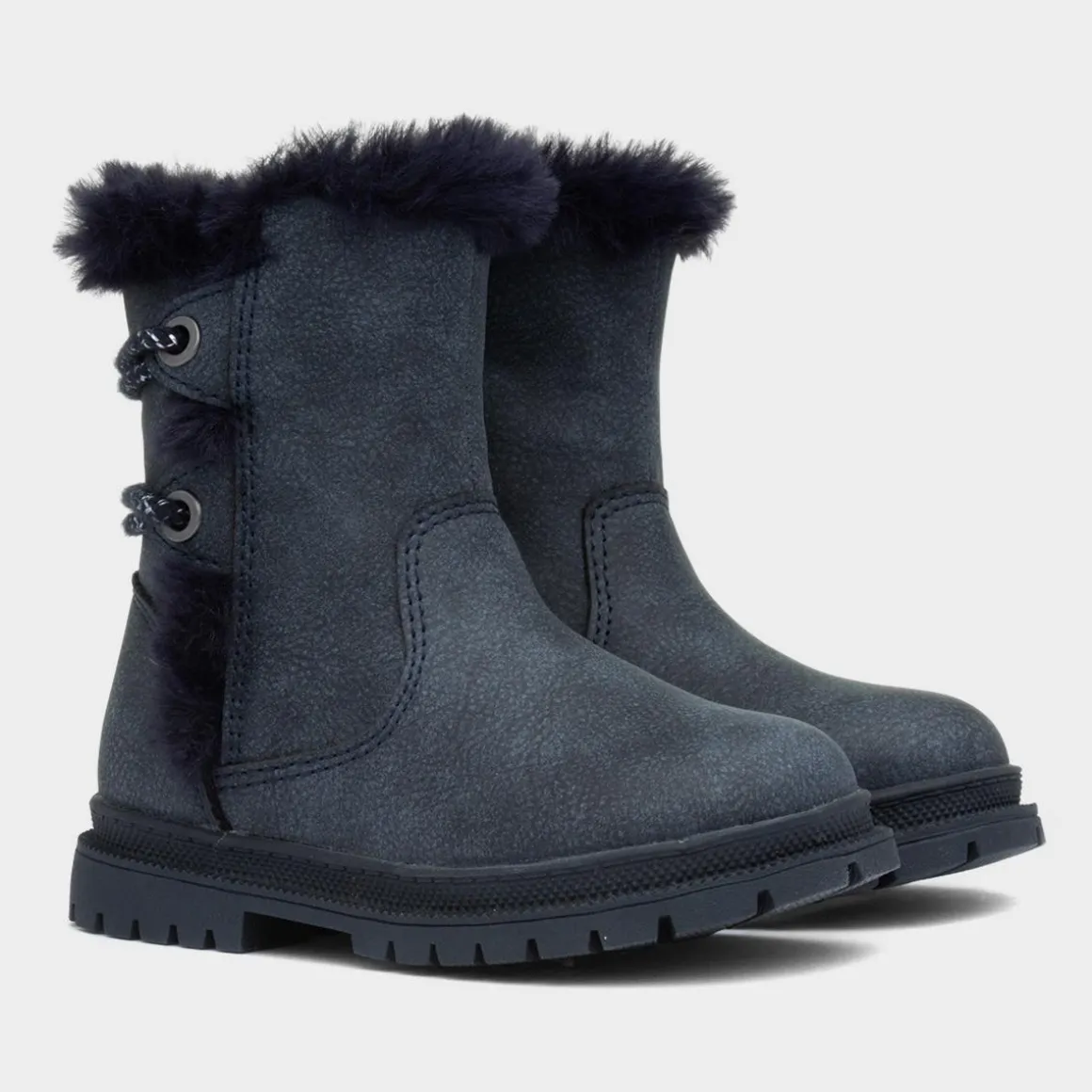Walkright Lexi Girls Navy Faux Fur Boot