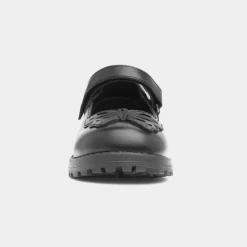 Walkright Lori Girls Black Butterfly School Shoe
