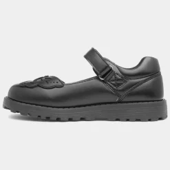 Walkright Lori Girls Black Butterfly School Shoe