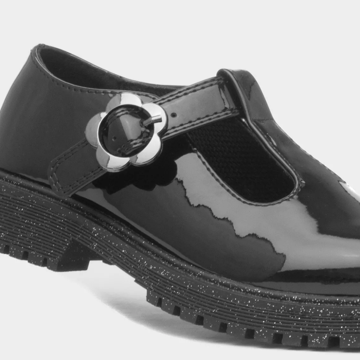 Walkright Lottie Girls Black Patent School Shoe