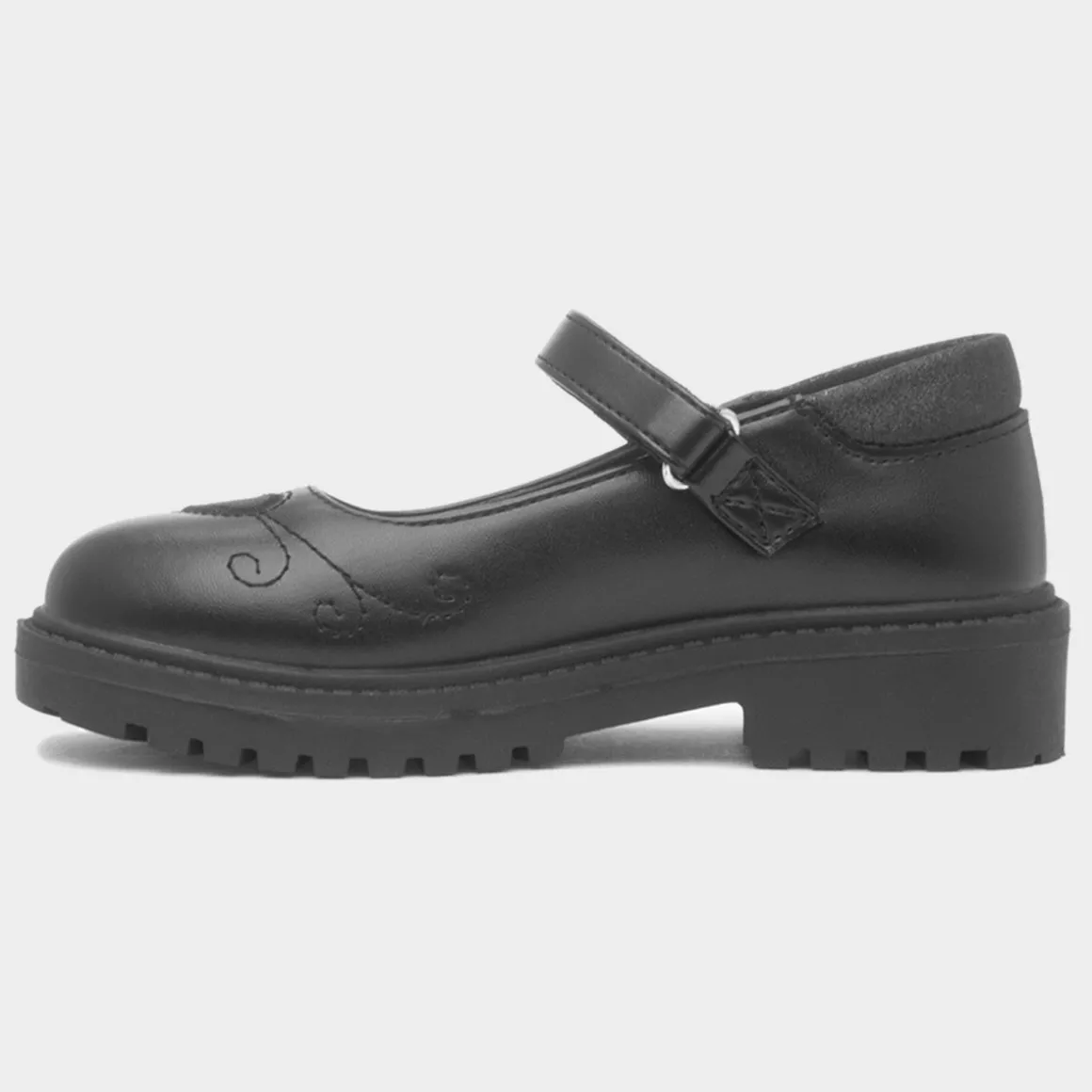 Walkright Lucia Girls Black Heart School Shoe