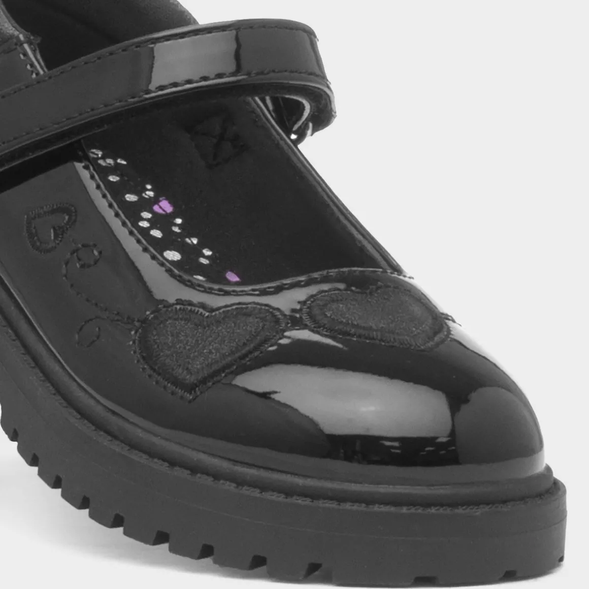 Walkright Lucia Girls Black Patent School Shoe