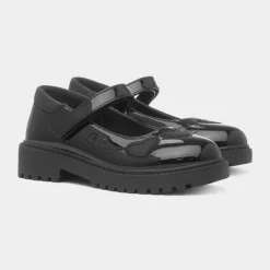 Walkright Lucia Girls Black Patent School Shoe