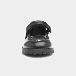 Walkright Lucy Girls Black Cat Face School Shoe