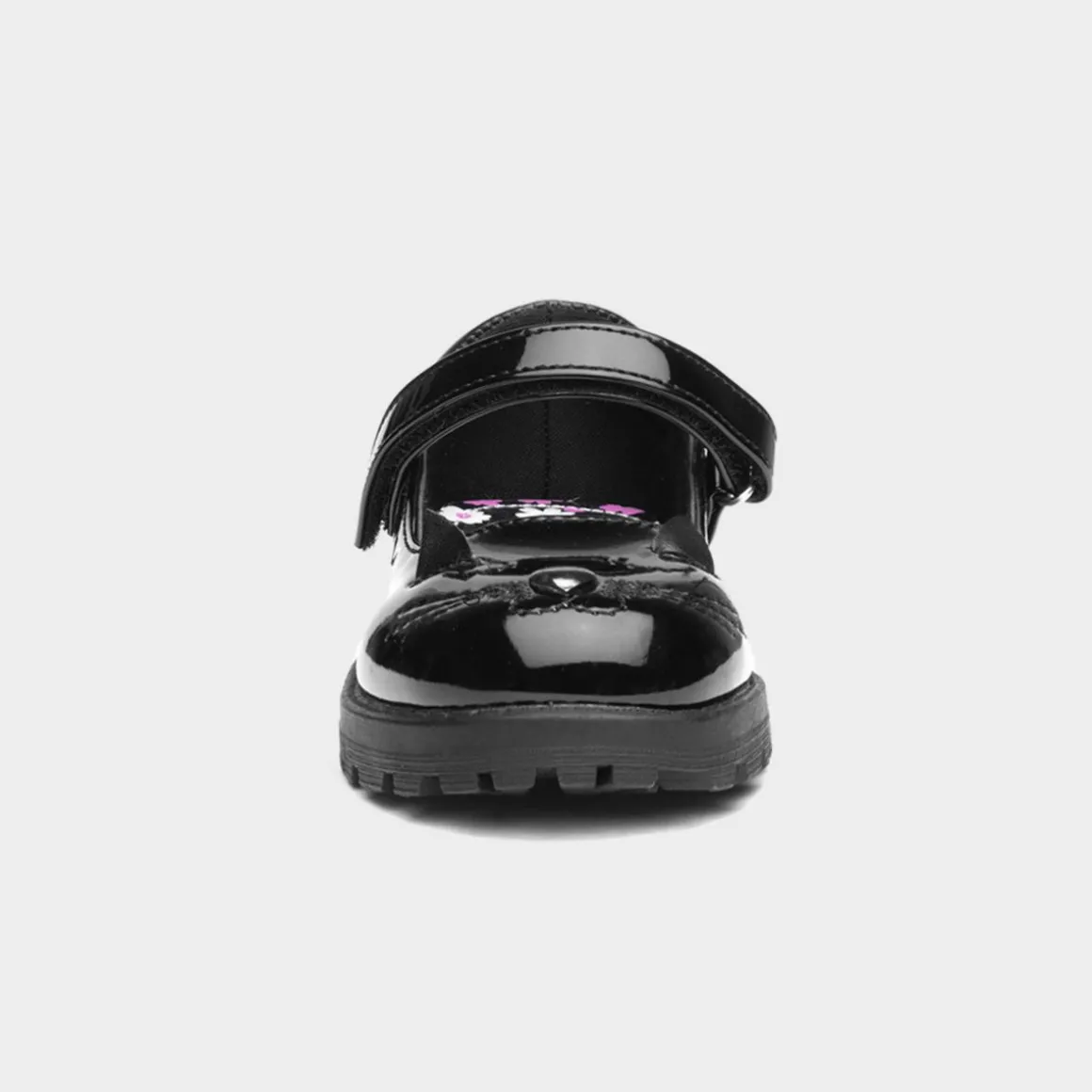 Walkright Lucy Girls Black Patent Cat Face Shoe