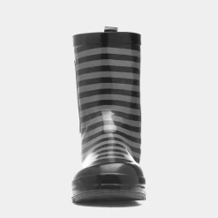 Wednesday Kids Black & Grey Striped Welly