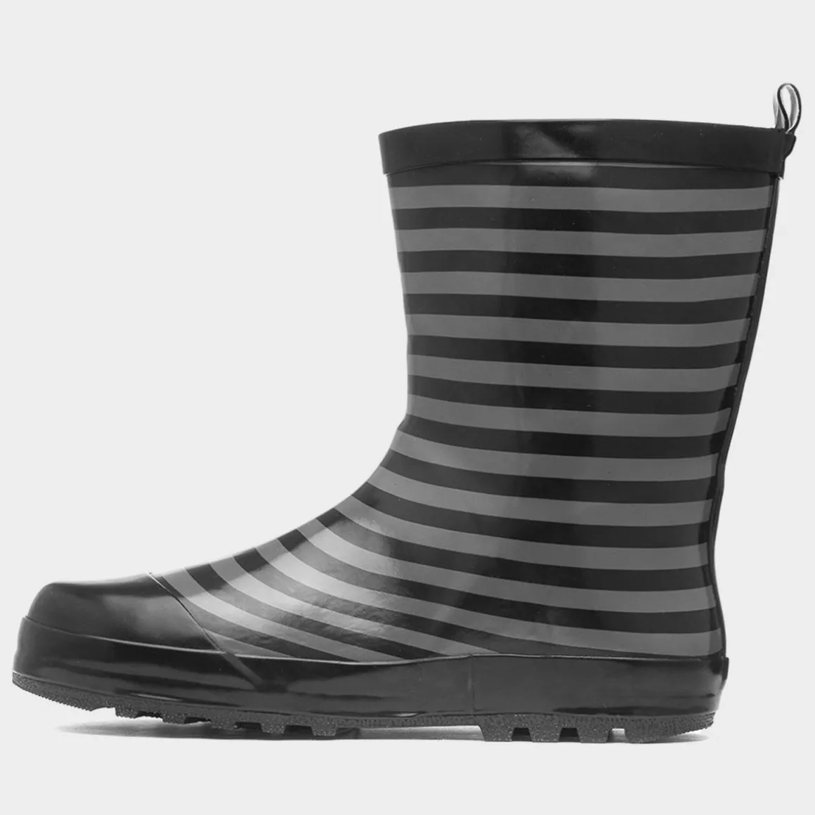 Wednesday Kids Black & Grey Striped Welly