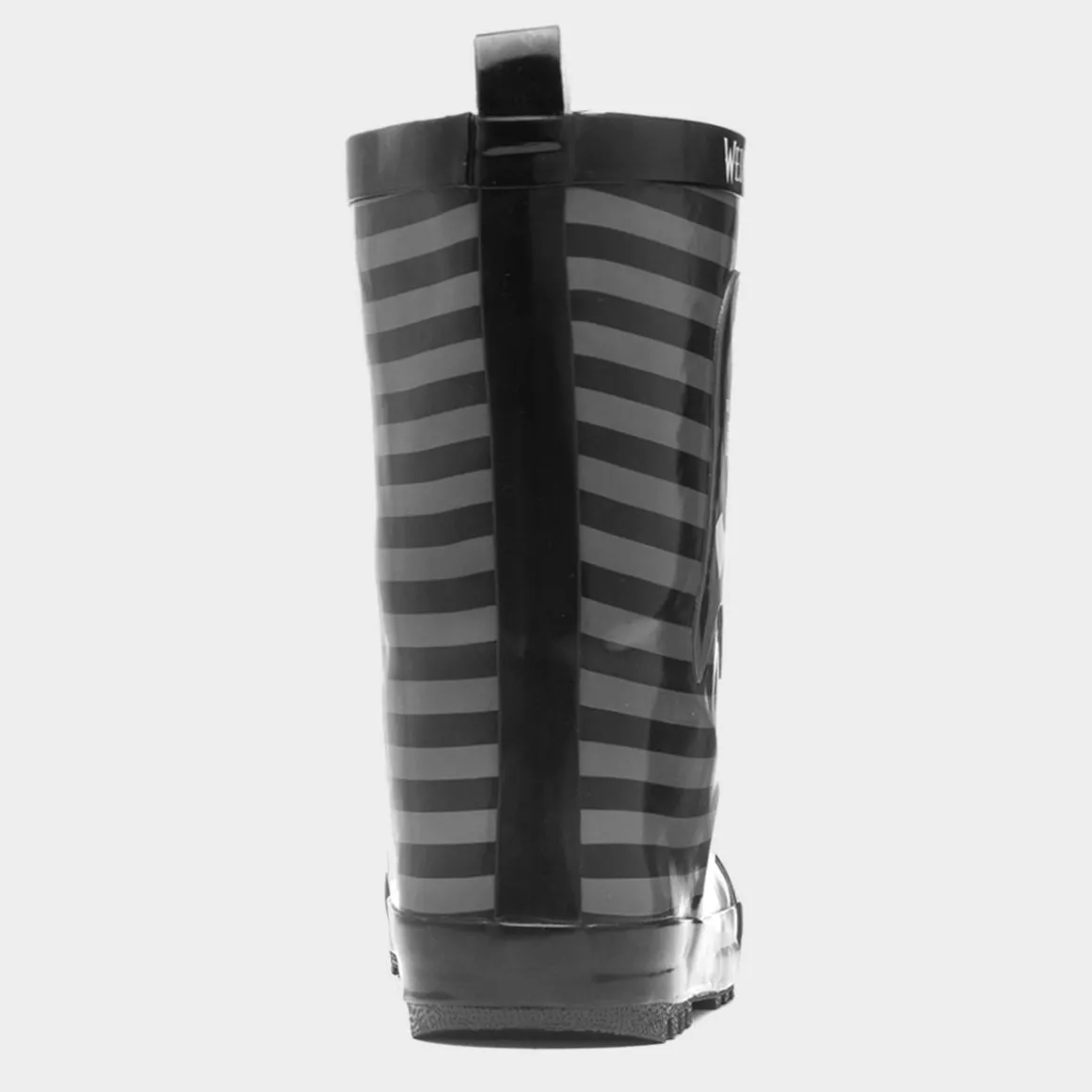 Wednesday Kids Black & Grey Striped Welly