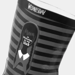 Wednesday Kids Black & Grey Striped Welly