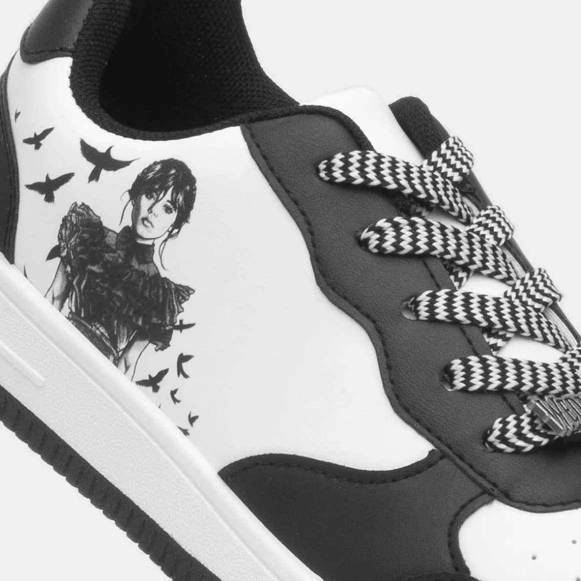 Wednesday Kids Black & White Casual Shoe