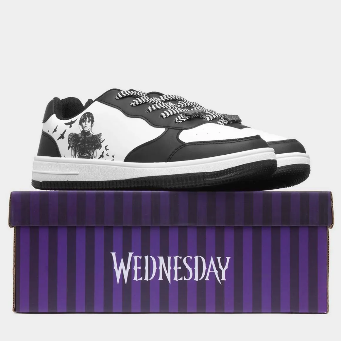 Wednesday Kids Black & White Casual Shoe