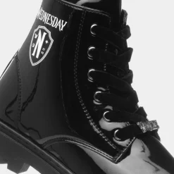 Wednesday Kids Black Patent Lace Up Boot
