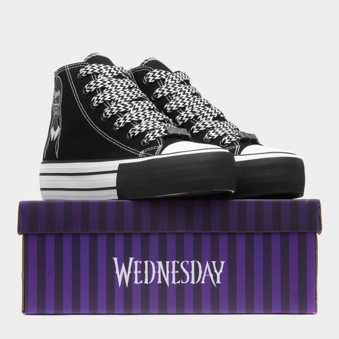 Wednesday Kids Black Platform Canvas Shoe