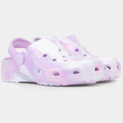 Whitby Girls White Multi Marble EVA Clog