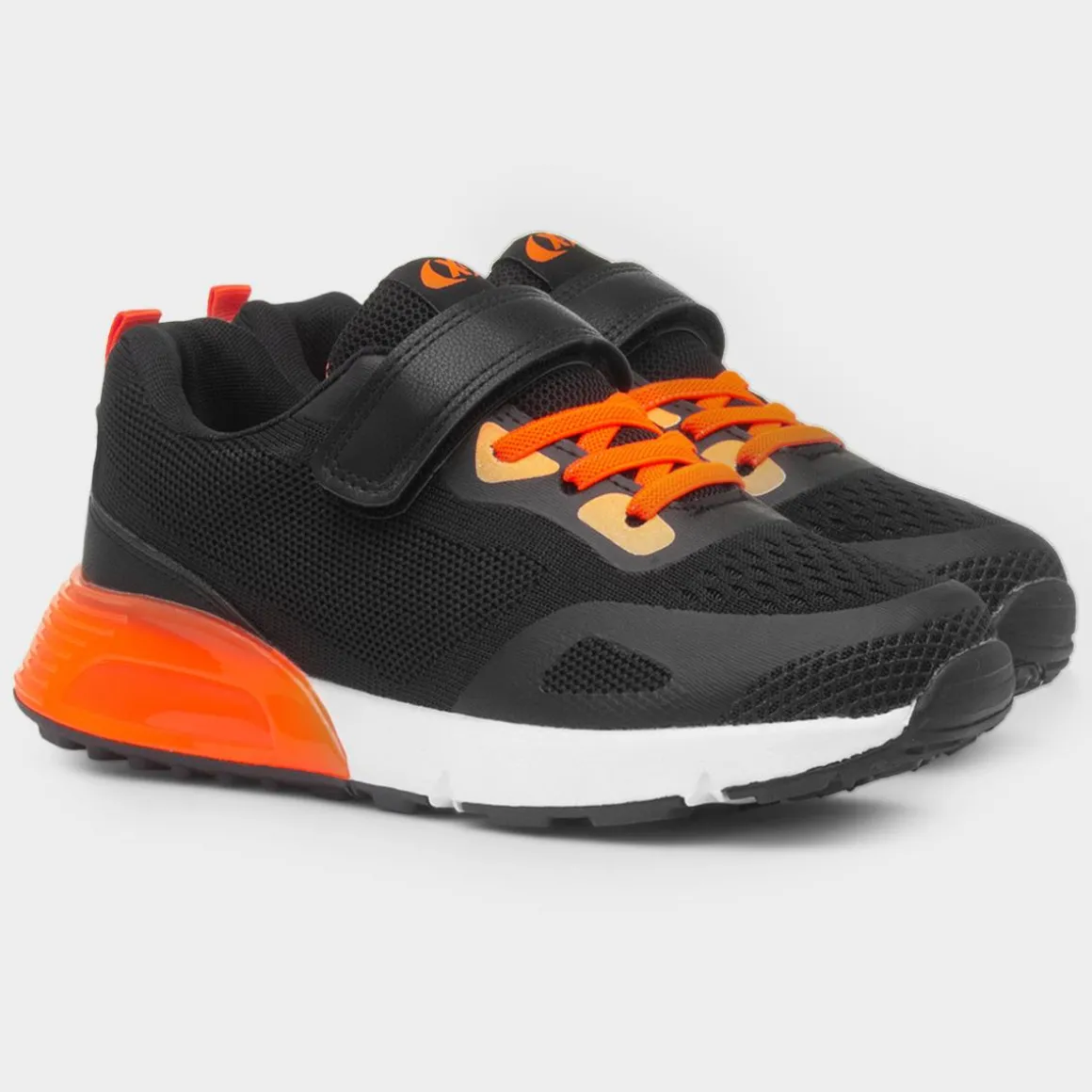 XL Gambia Kids Black & Orange Easy Fasten Trainer