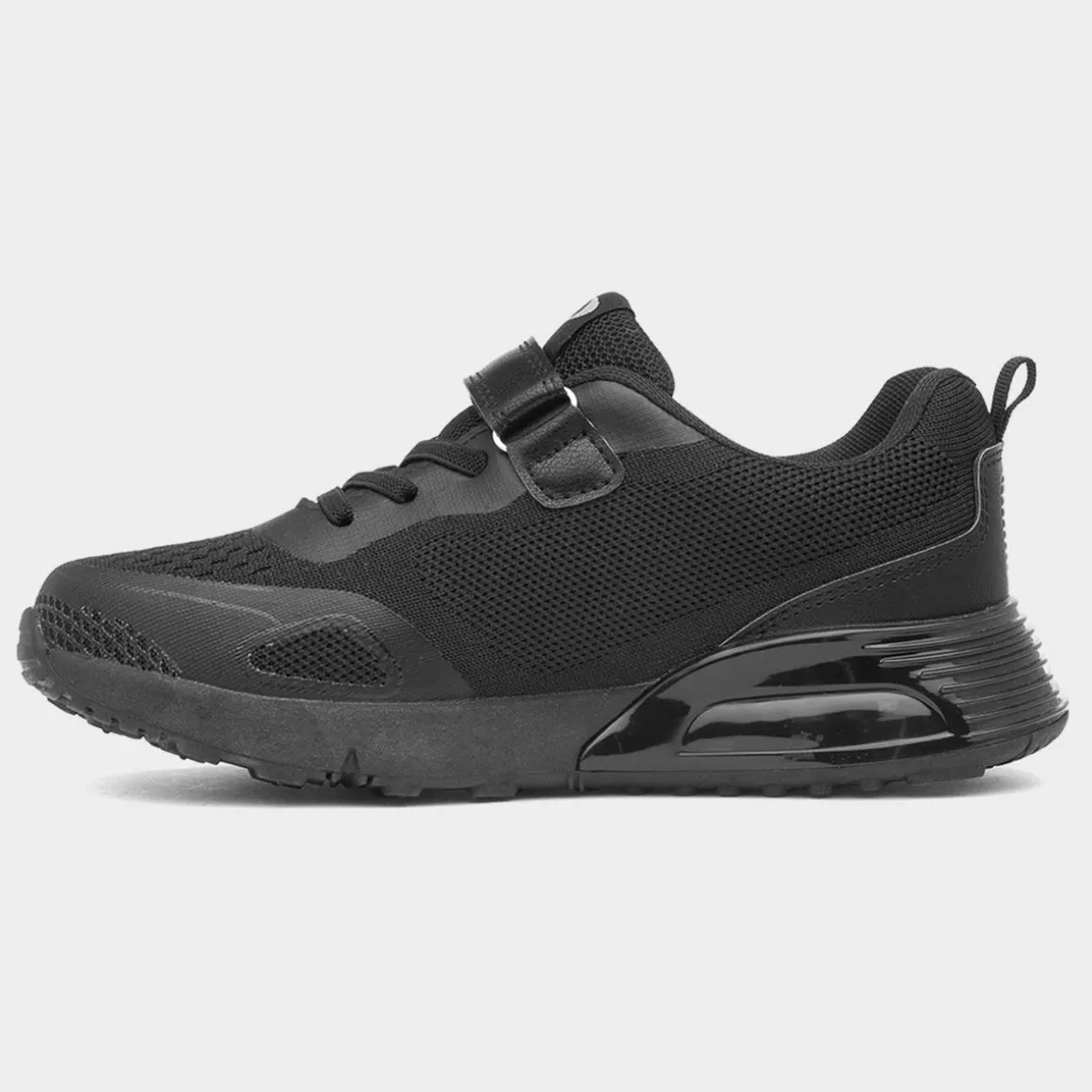 XL Gambia Kids Black Easy Fasten Trainer