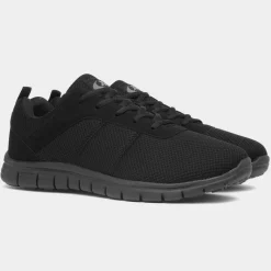 XL Severn Mens Black Mesh Lace Up Jogger Trainer