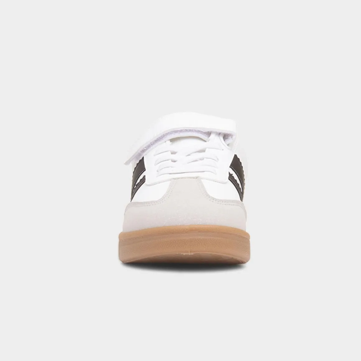 XL Timor Kids White & Black Easy Fasten Trainer