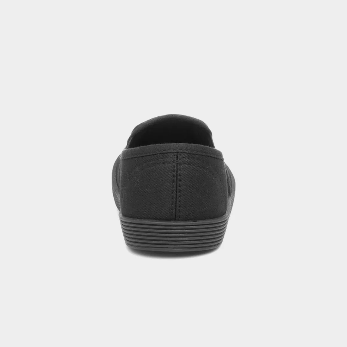 XL Tweed Kids Black Slip On Plimsoll