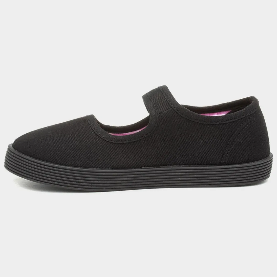 XL Waveney Girls Black Plimsolls Shoe