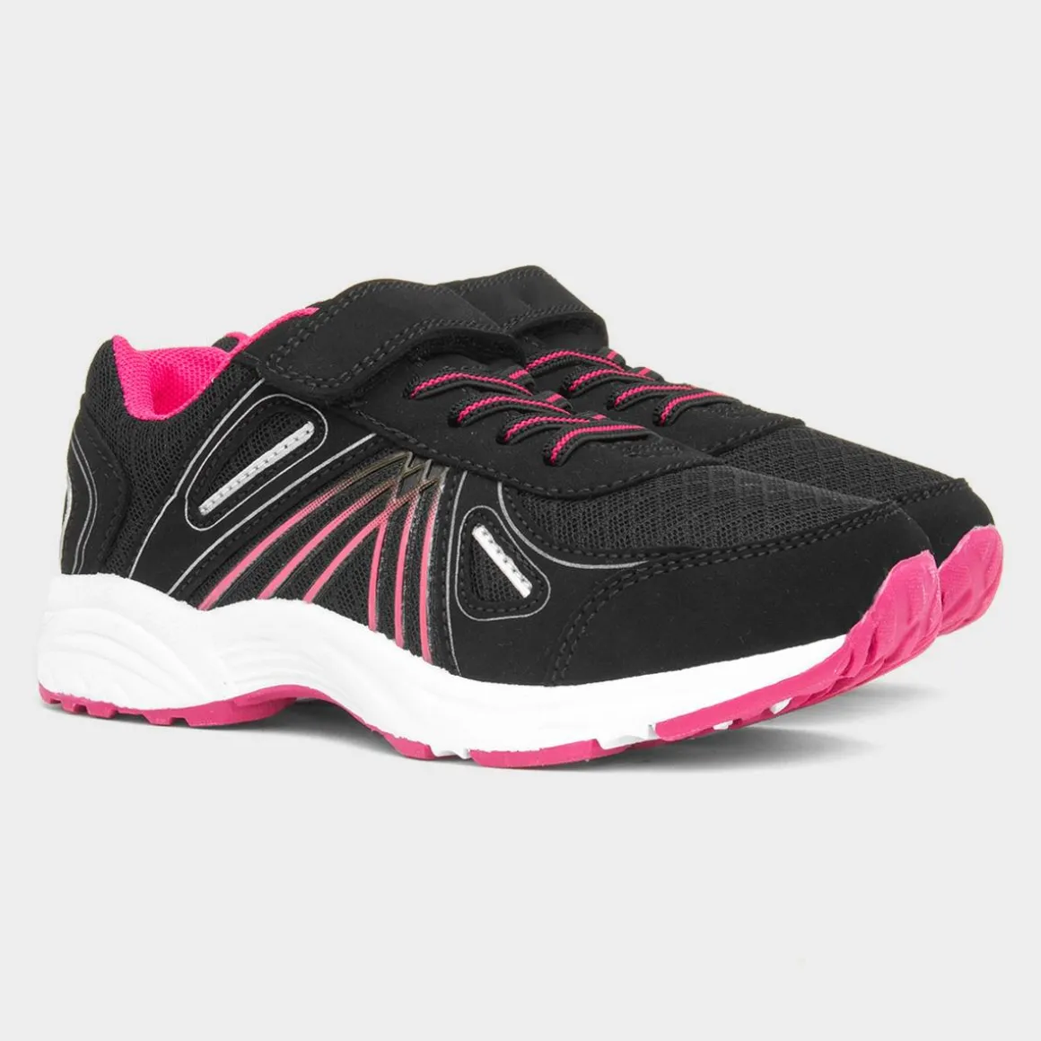 XL Yukon Kids Black & Pink Easy Fasten Trainer
